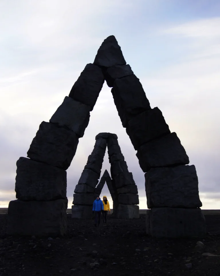 The Arctic Henge, a monumental structure in Raufarhöfn, Iceland, surrounded by Icelandic nature