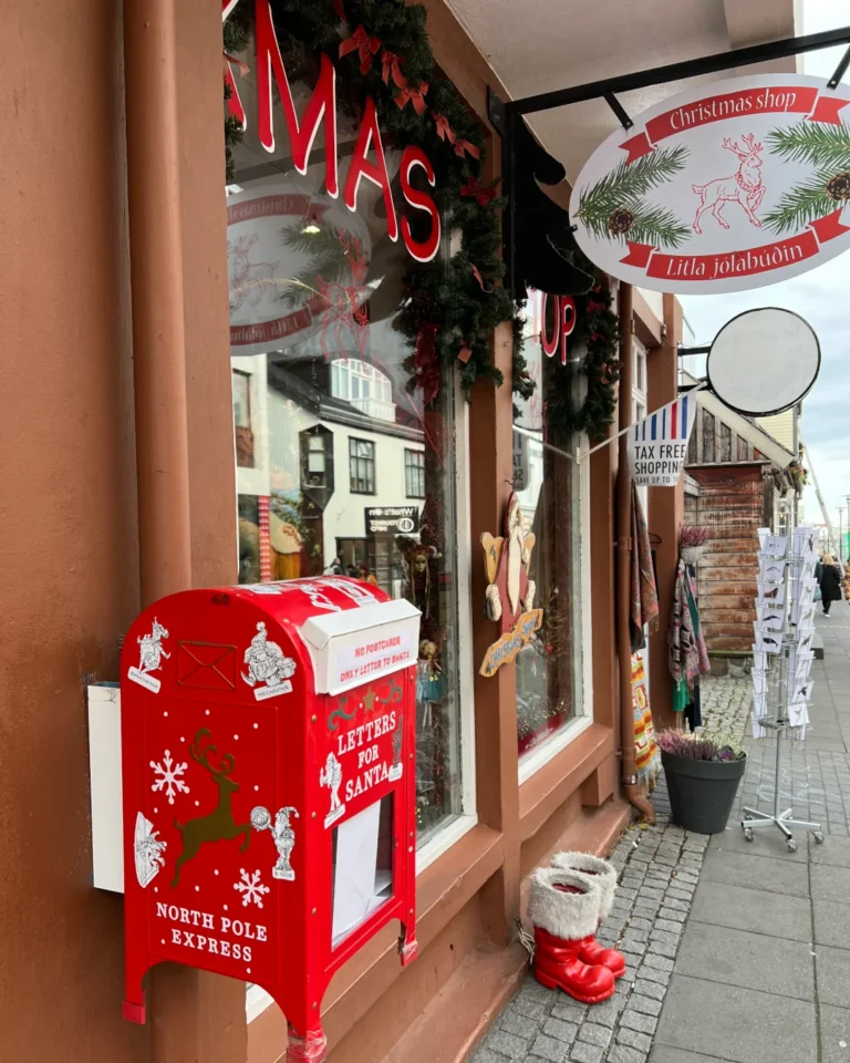 A Santa Claus mailbox along the streets of Reykjavík, Iceland