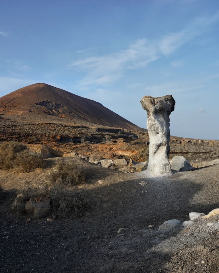 Bizarrely shaped rock layers of the Antigua Rofera near Teguise.
