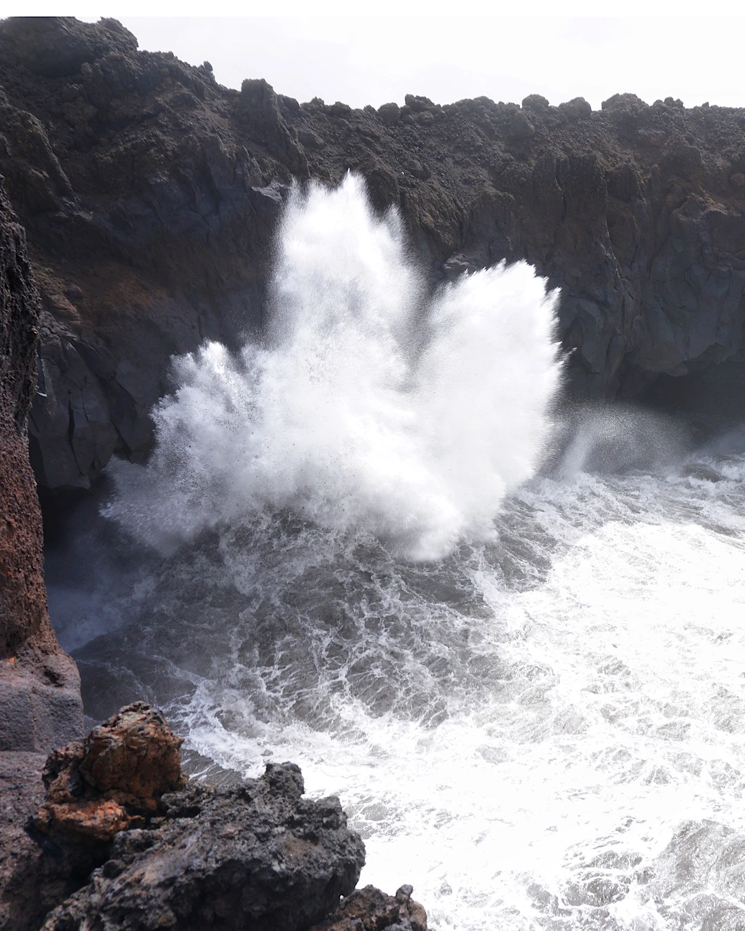 Spectacular rock formations and lava caves at the coast of Los Hervideros, Lanzarote.