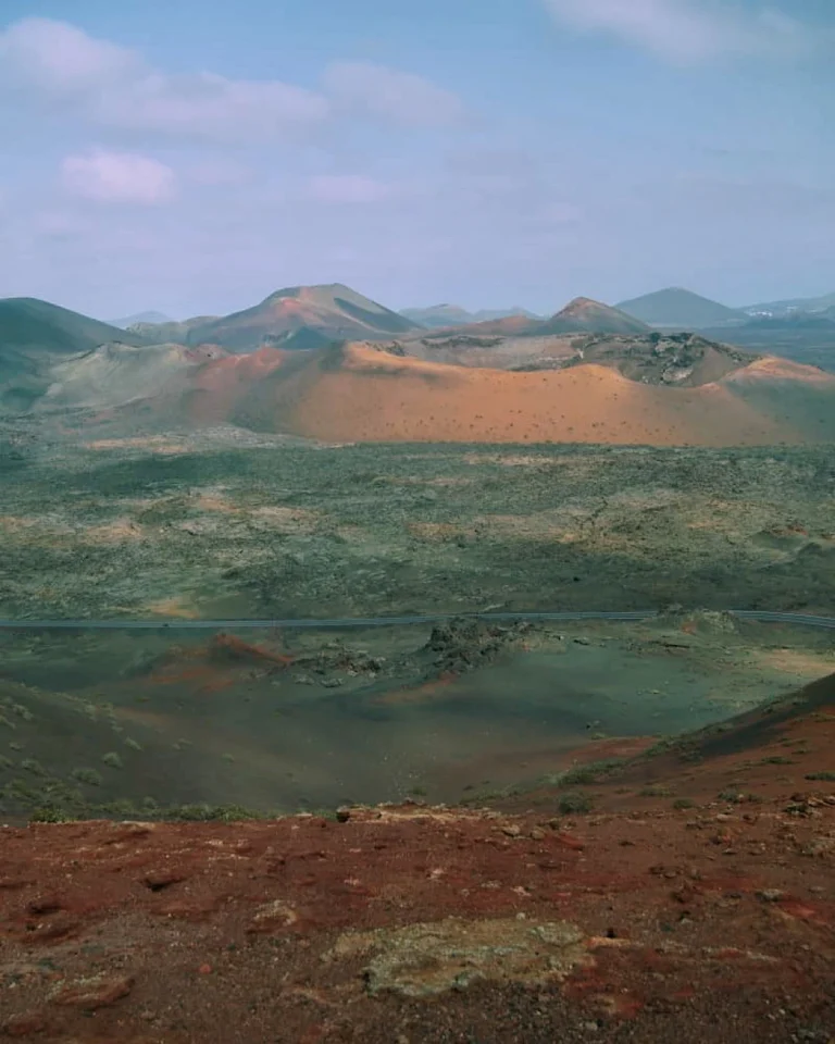 Stunning view of the volcanic craters in Timanfaya National Park, Lanzarote.